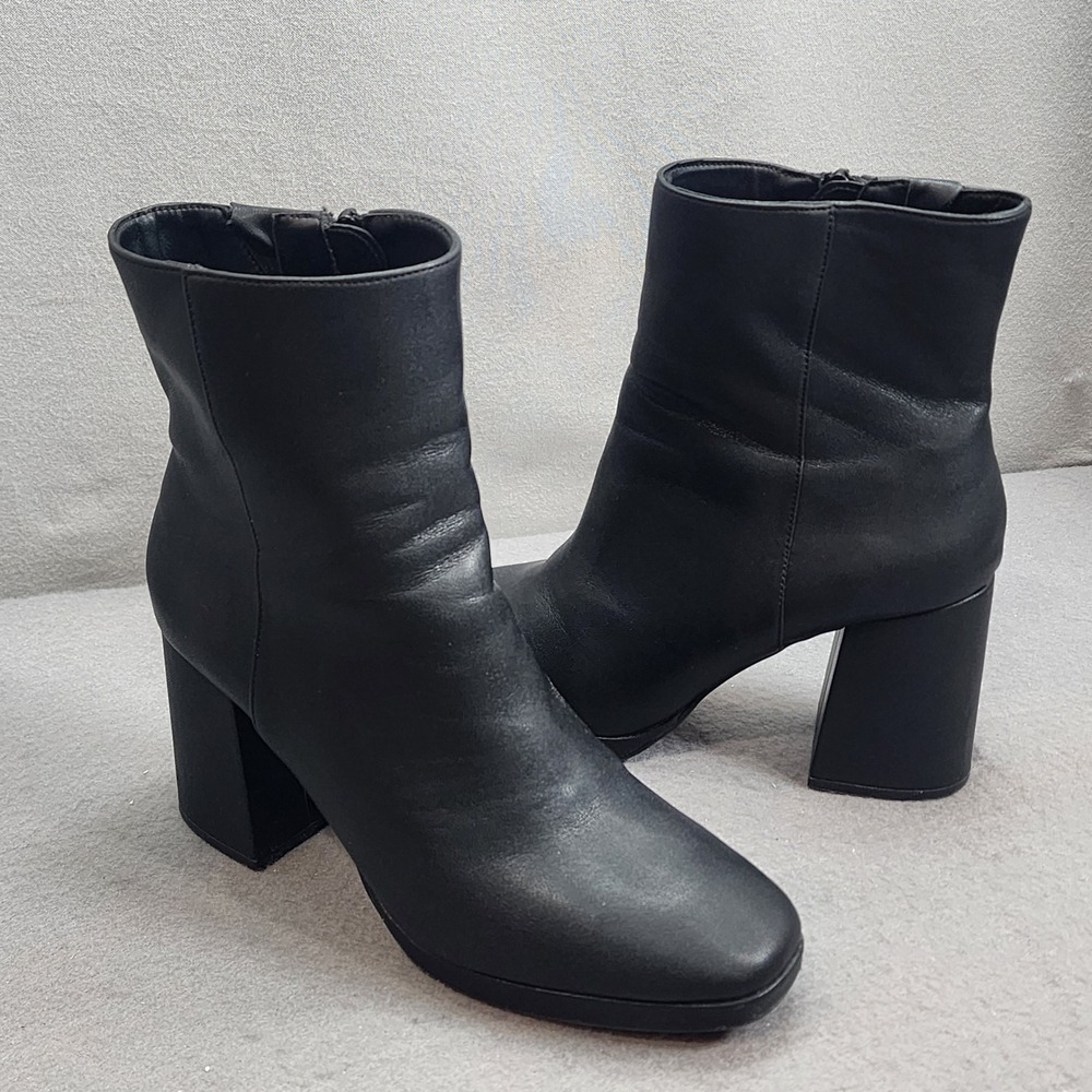 Rachel Zoe Gage Ankle Boots Black Block Heel Square Toe Womens 9.5 M